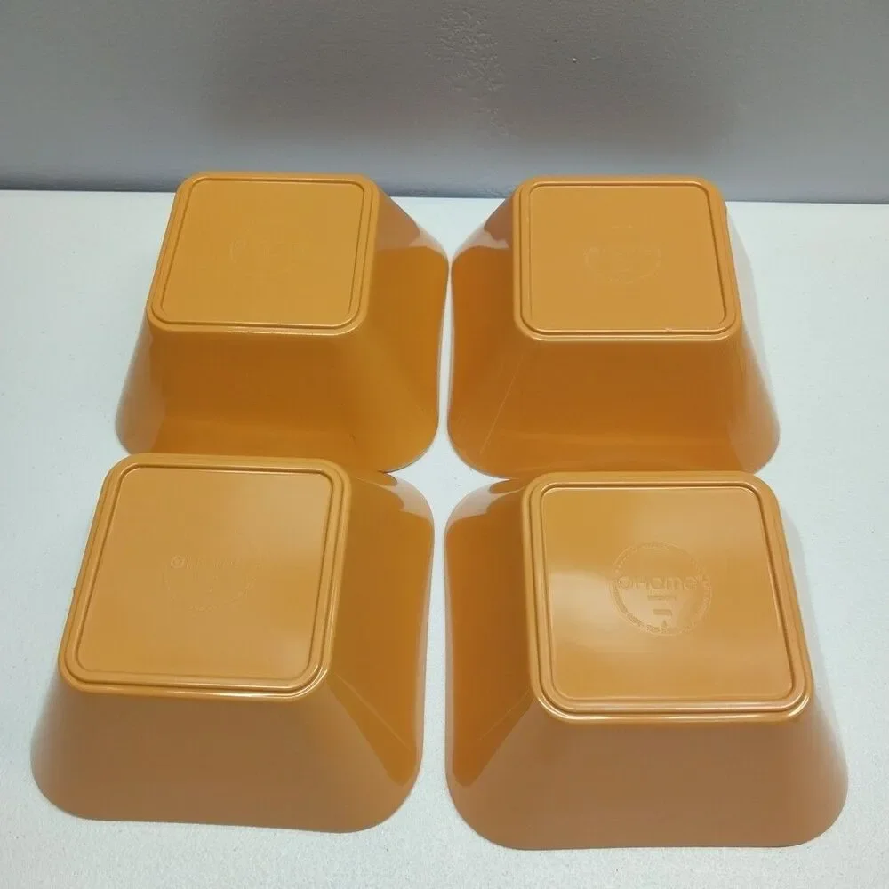 Target Home Everyday Melamine Square Bowls Set 4 Orange White 5.75